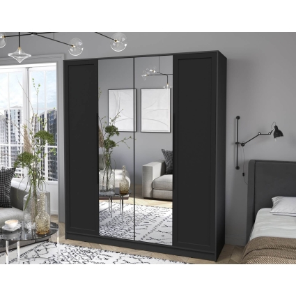 Шкаф распашной Тренд КТ-Ш4 (з) (Антрацит ЛДСП/ Черный ЛМДФ) Ш1800 В2128 Г547